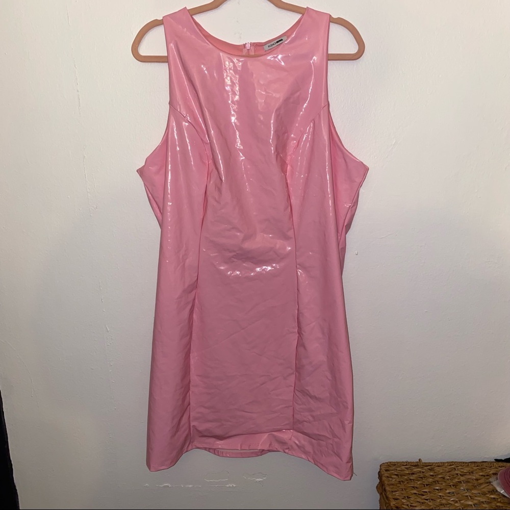 Leather looking pink Barbie dress